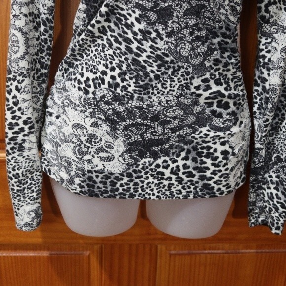 Cache Vintage Mixed Animal Print Cowl Neck Long Sleeve Top Medium - Picture 5 of 16